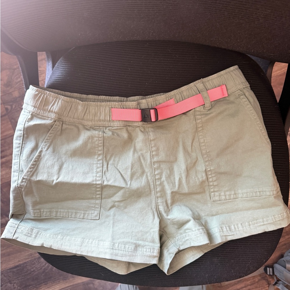Passenger Olive Green Women's Shorts with Pink Belt